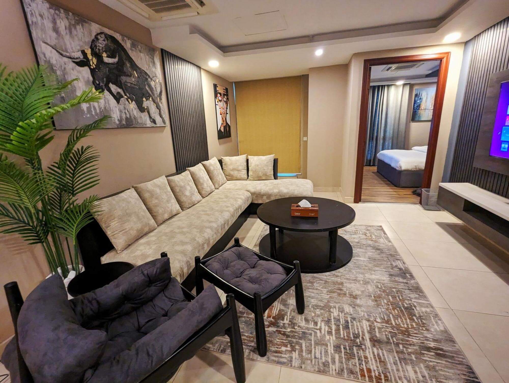 Image represent the luxury one bed room apartment in lahore.