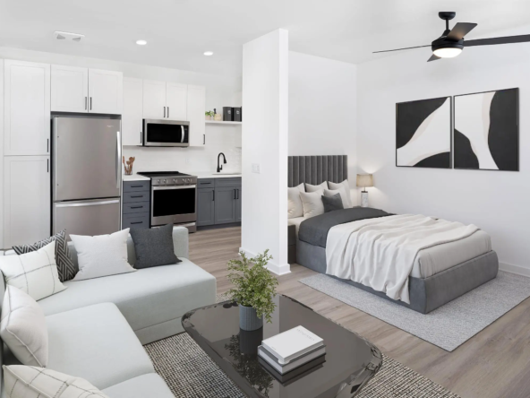 Studio apartment for sale with modern open-plan interior