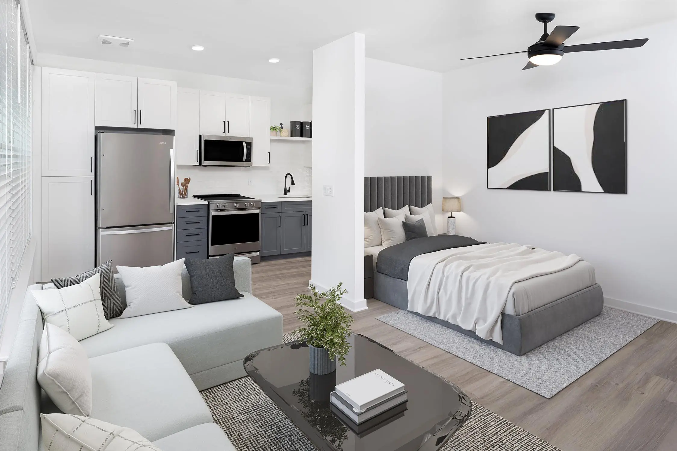 Studio apartment for sale with modern open-plan interior