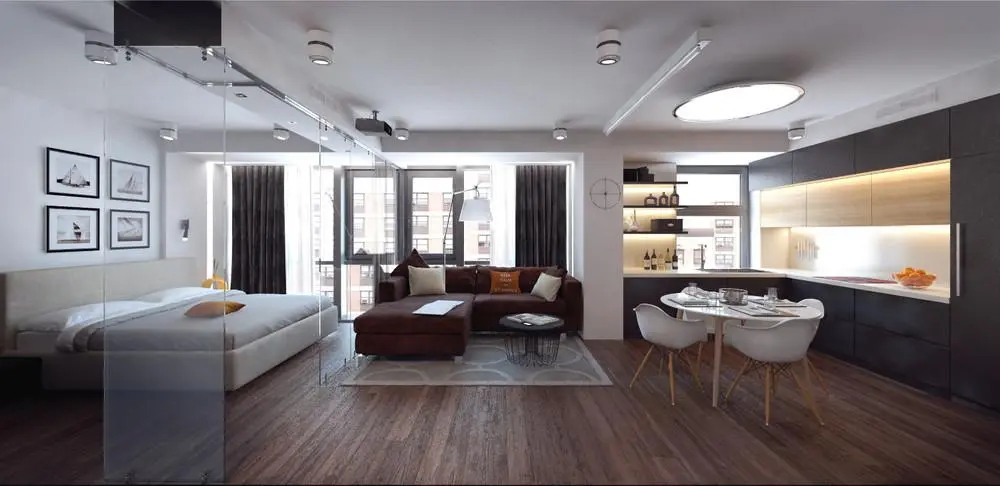 Bright studio apartment for sale with modern living space